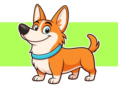 Cute Corgi Dog Cartoon Character Vector Clipart