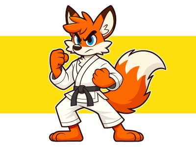 Karate Fox Cartoon Character Illustration in Vector Art